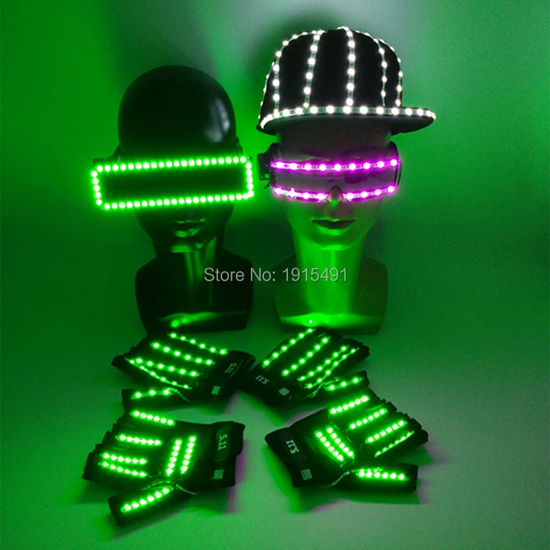 New Arrival LED glow Cap gloves and LED sunglasses