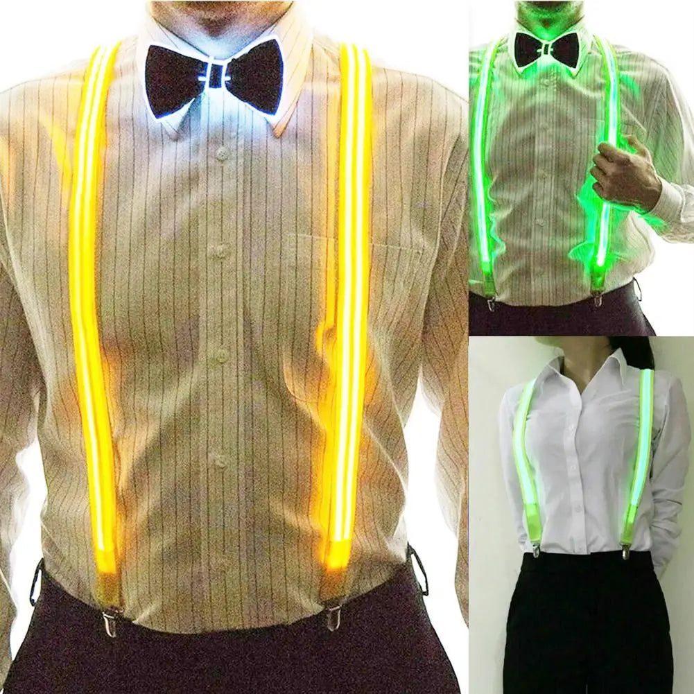 Light Up Men's Led Suspenders Bow Tie